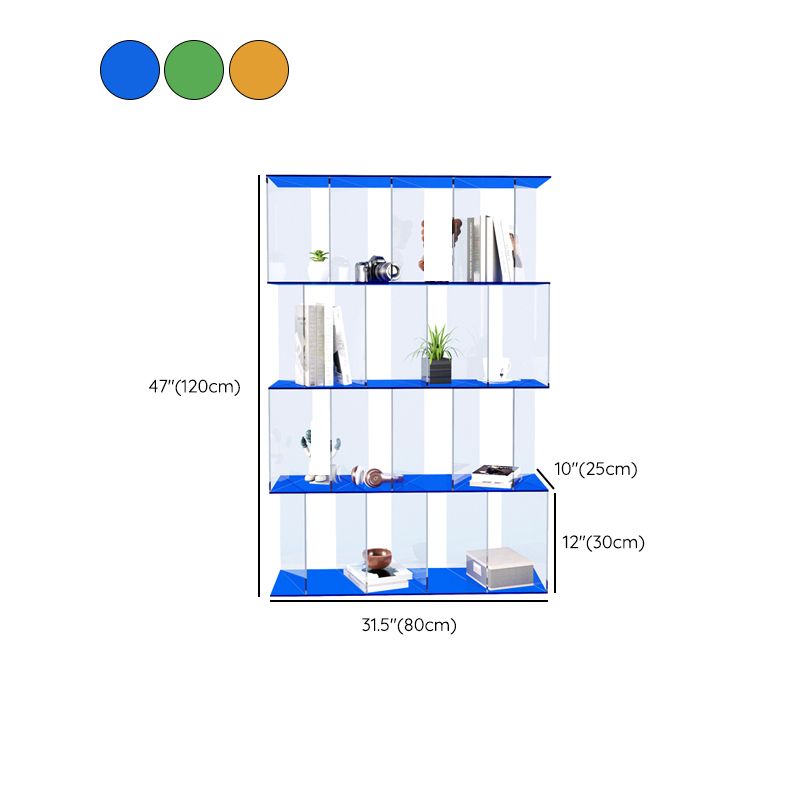Libreria acrilica con libreria verticale aperta aperta contemporanea con scaffali