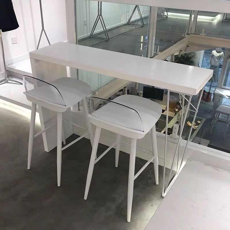 Industrial Style Bar Table 42-inch Height White Wood Top Metal Base Bistro Table Clearhalo 'Bar Furniture' 'Bar Tables' 'bar_tables' 'furn' 'furn_bar_tables' 'Furniture' 'furniture_bar_tables' 'Kitchen & Dining Furniture' 'kitchen&dining_furn' 'kitchen' 1200x1200_9f10e94b-edfe-4938-9dd1-98b111e373bf