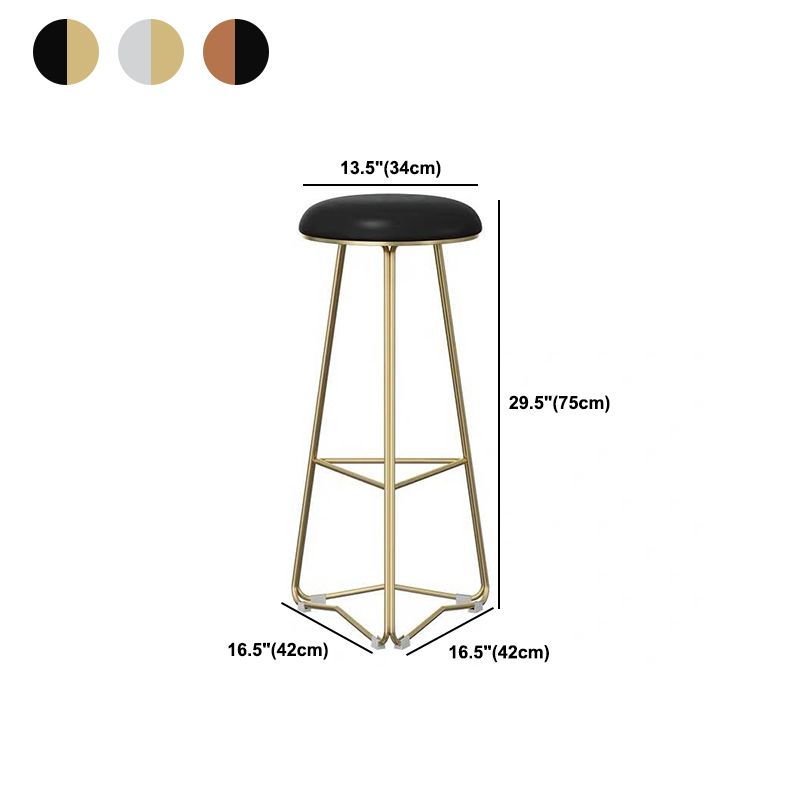 Modern Armless Counter Stool Iron Dining Room Bar Stool with Seat and Pedal