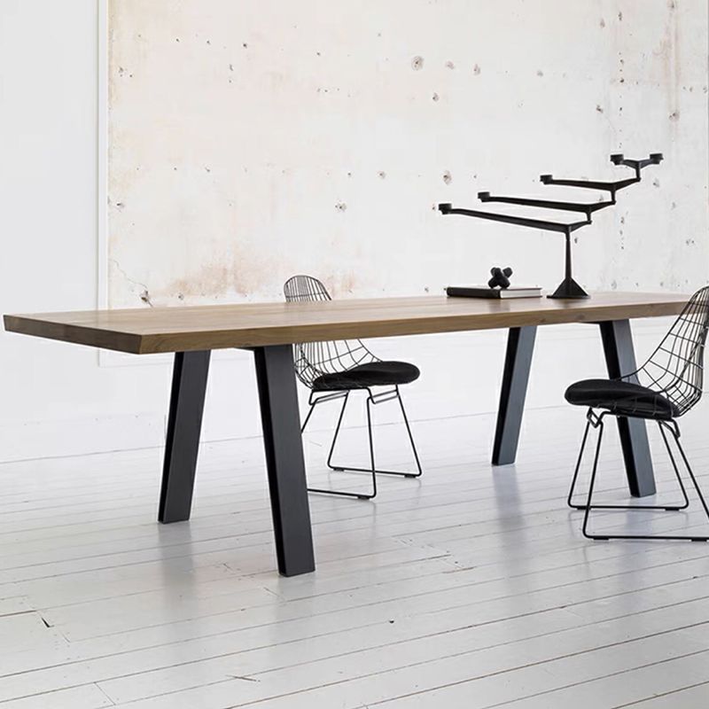 Rectangle Shape Industrial Style Table Solid Wood Fixed Table for Home Use Clearhalo ' dining_table' 'Dining Tables & Seating' 'Dining Tables' 'furn' 'furn_dining_table' 'Furniture' 'furniture_dining_table' 'Kitchen & Dining Furniture' 'kitchen&dining_furn' 'kitchen' 'kitchen_dining_table' 1200x1200_9f1495c3-09d4-41b3-bcfc-a63d5a9929d8