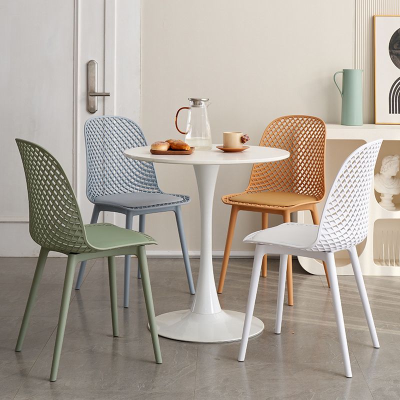 Modern Dining Chairs Armless Dining Chair with Plastic Legs for Kitchen