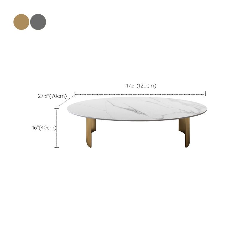 Glam Oval Stone Top Coffee Table with Steel Base Cocktail Table Clearhalo 'Coffee & Accent Tables' 'Coffee Tables' 'coffee_tables' 'furn' 'furn_coffee_tables' 'Furniture' 'Living Room Furniture' 1200x1200_9f15fe78-dbd5-420e-a558-992f770a4183