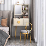 Glam 3-Drawer Solid Color Wooden Vanity with and Mirror Dressing Table