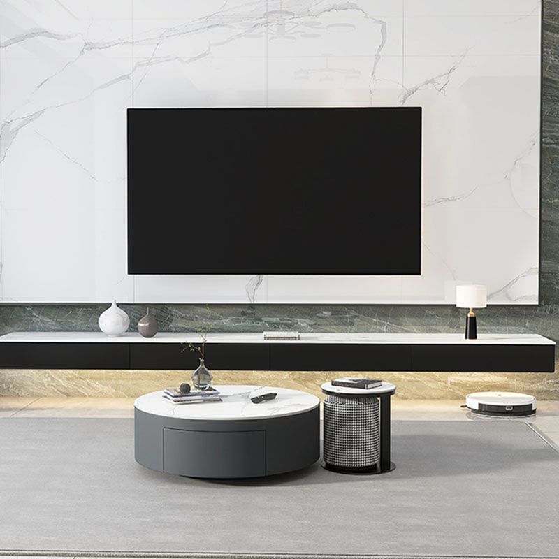 11.81 "W TV Stand Contemporáne de estilo gris de estilo de pared con 3 cajones