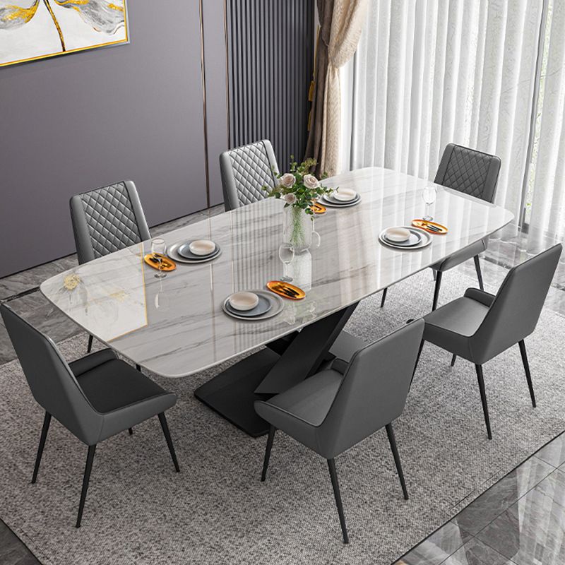 Modern Dining Table Stone Dining Room Dining Table with Metal Base Clearhalo 'Dining Tables & Seating' 'Dining Tables' 'dining_table' 'furn' 'furn_dining_table' 'Furniture' 'Kitchen & Dining Furniture' 1200x1200_9f1b7dae-7313-4170-9be6-243d8ac3ef4b