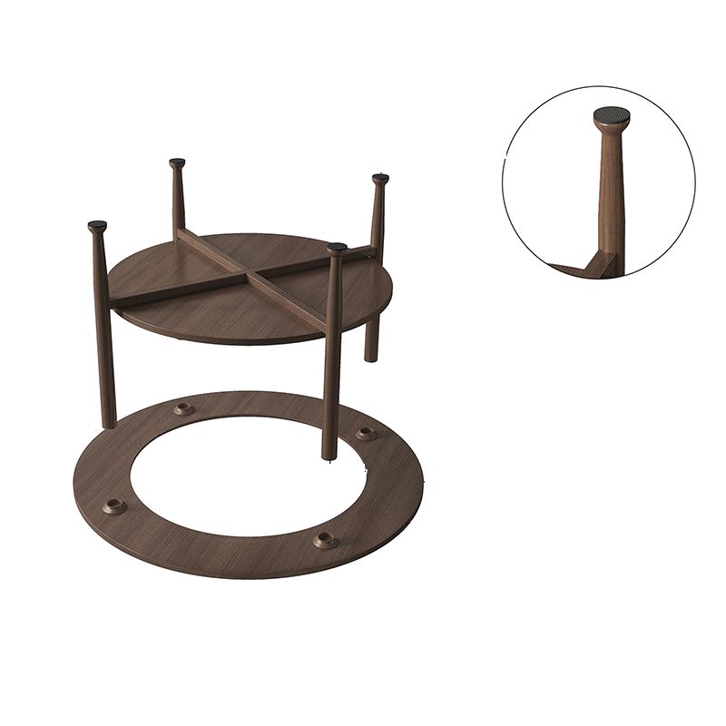 Mesa de café de madera y vidrio nórdica 4 patas de café con almacenamiento