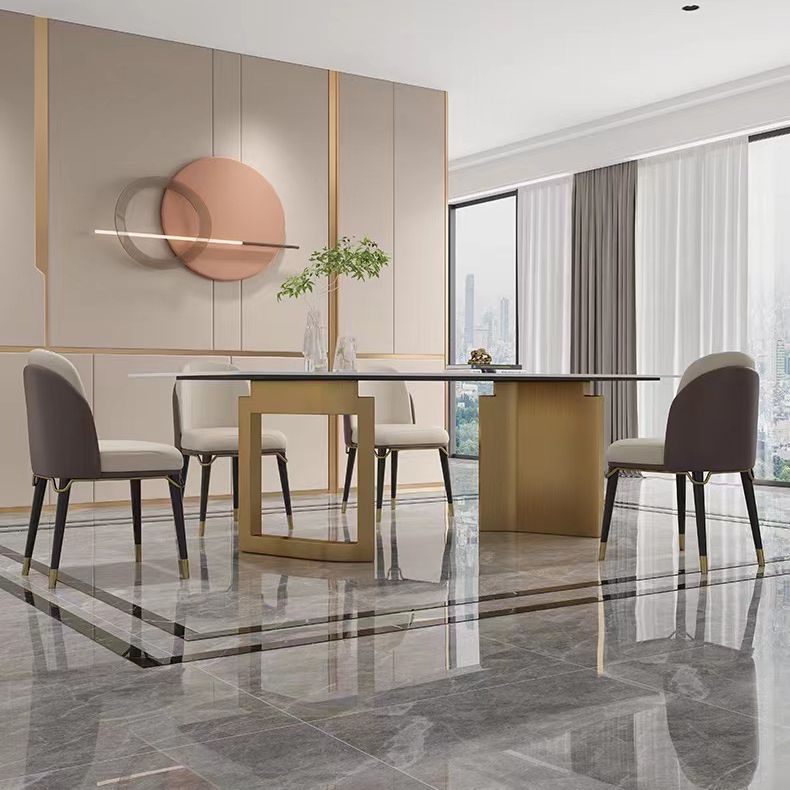 Ensemble de table à manger beige haut brillant