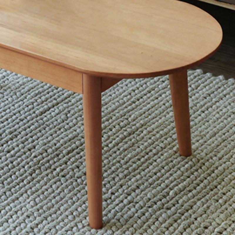 Nordic Solid Wood Cocktail Table with 1 Drawer Oval Coffee Table Clearhalo 'Coffee & Accent Tables' 'Coffee Tables' 'coffee_tables' 'furn' 'furn_coffee_tables' 'Furniture' 'Living Room Furniture' 1200x1200_9f2288f3-7704-4308-85d3-fbf48de81484