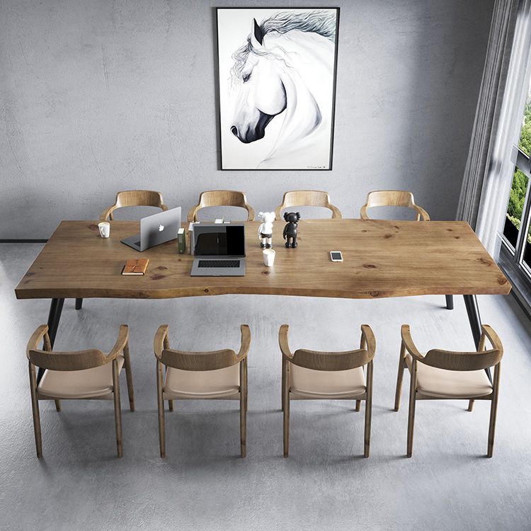 Rectangle 4 Legs Industrial Dining Table Solid Wood Fixed Dining Table Clearhalo ' dining_table' 'Dining Tables & Seating' 'Dining Tables' 'furn' 'furn_dining_table' 'Furniture' 'furniture_dining_table' 'Kitchen & Dining Furniture' 'kitchen&dining_furn' 'kitchen' 'kitchen_dining_table' 1200x1200_9f232278-c88f-40e2-a8d8-4105665b65ad