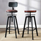 Industrial Metal Barstool Faux Leather Low Back Counter Stool with Iorn 4 Legs