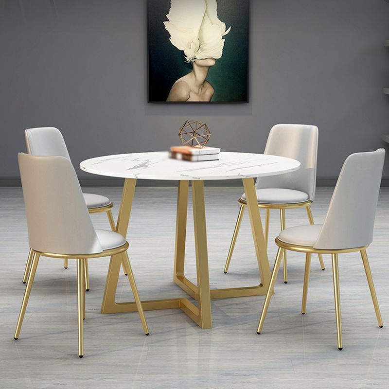 Stone Top Dining Table Contemporary Table with Sled Base in Gold Clearhalo 'Dining Tables & Seating' 'Dining Tables' 'dining_table' 'furn' 'furn_dining_table' 'Furniture' 'furniture_dining_table' 'Kitchen & Dining Furniture' 'kitchen' 'kitchen_dining_table' 1200x1200_9f25c1e7-7d1c-4852-94ca-c9f0bea8fdf5