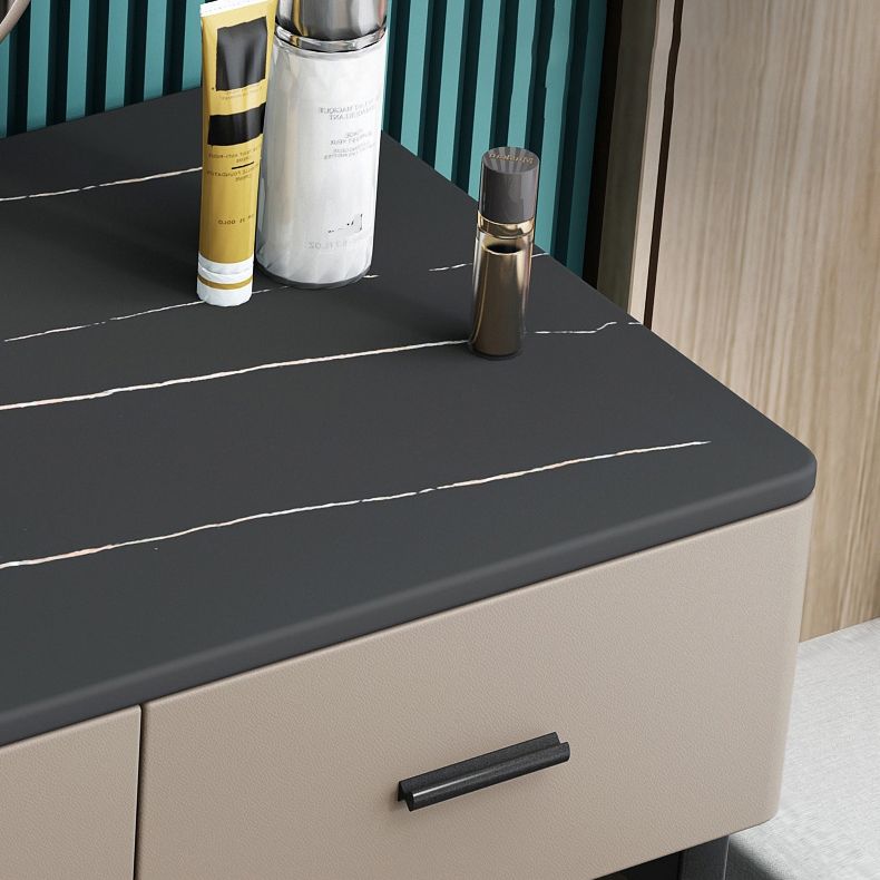 Tavolo da vanità a specchio e set di sgabelli da 25,59 "Scantina di vanità in pietra larga