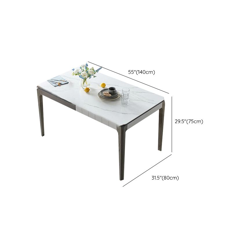 Contemporary Rectangular and Round White Dining Table with Wooden Legs