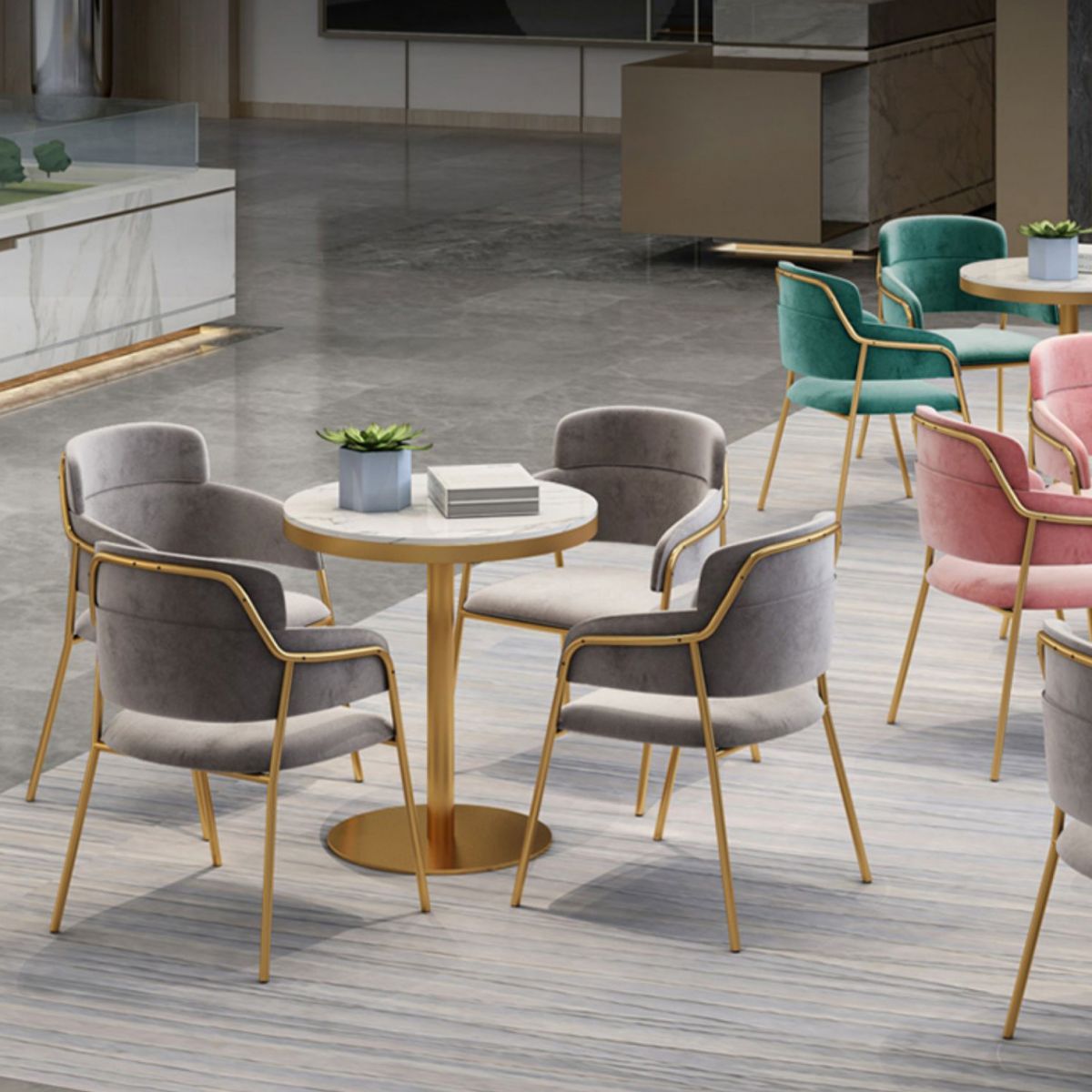 1/2/4/5 Pcs Metal Glam Dining Room Set with Round Table and Arm Chairs Dining Set Clearhalo 'Dining Room Sets' 'Dining Tables & Seating' 'dining_room_set' 'furn' 'furn_dining_room_set' 'Furniture' 'furniture_dining_room_set' 'Kitchen & Dining Furniture' 'kitchen&dining_furn' 'kitchen' 1200x1200_9f2a5b72-a20f-46a4-be01-16ed350de54d