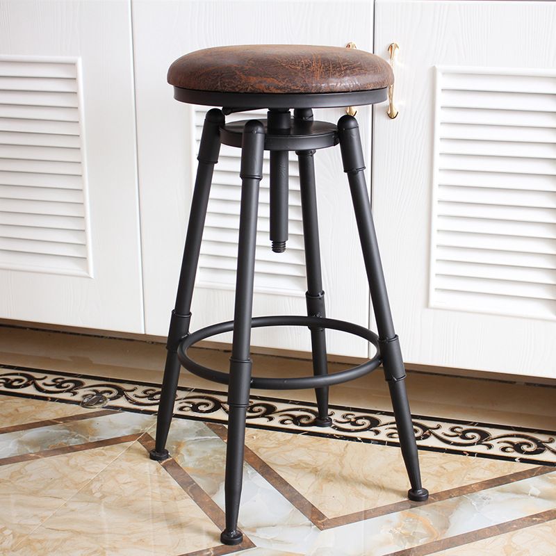 Industrial Metal Barstool Leather Counter Stool in Matte Finish for Home Clearhalo 'Bar Furniture' 'Bar Stools' 'bar_stools' 'furn' 'furn_bar_stools' 'Furniture' 'Kitchen & Dining Furniture' 1200x1200_9f2d4cd0-5e11-4df7-91d1-42a9ffb2e1dc