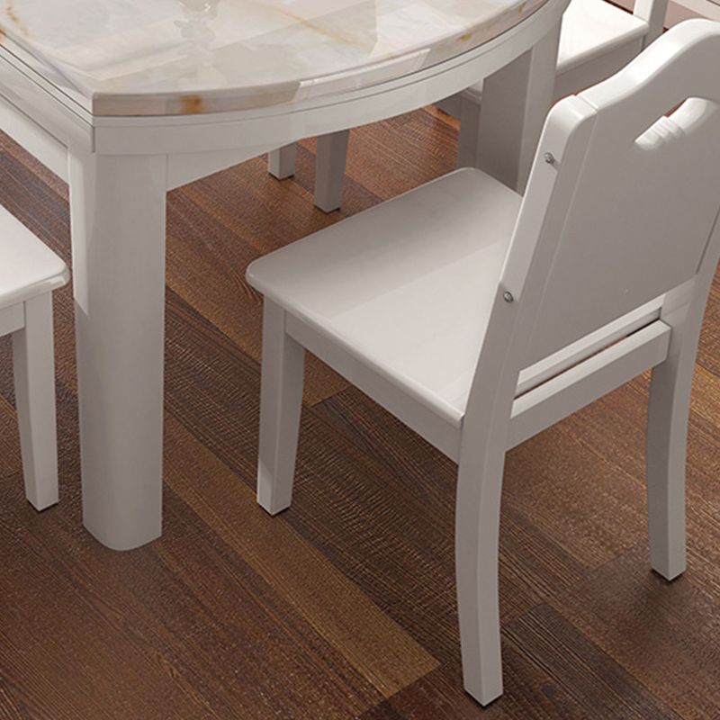 Silla de comedor de 7 piezas y mesa en estilo blanco y contemporáneo