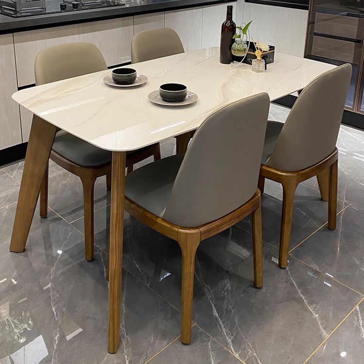 Tavolo da pranzo altezza standard minimalista set con 4 sedie da cucina imbottite