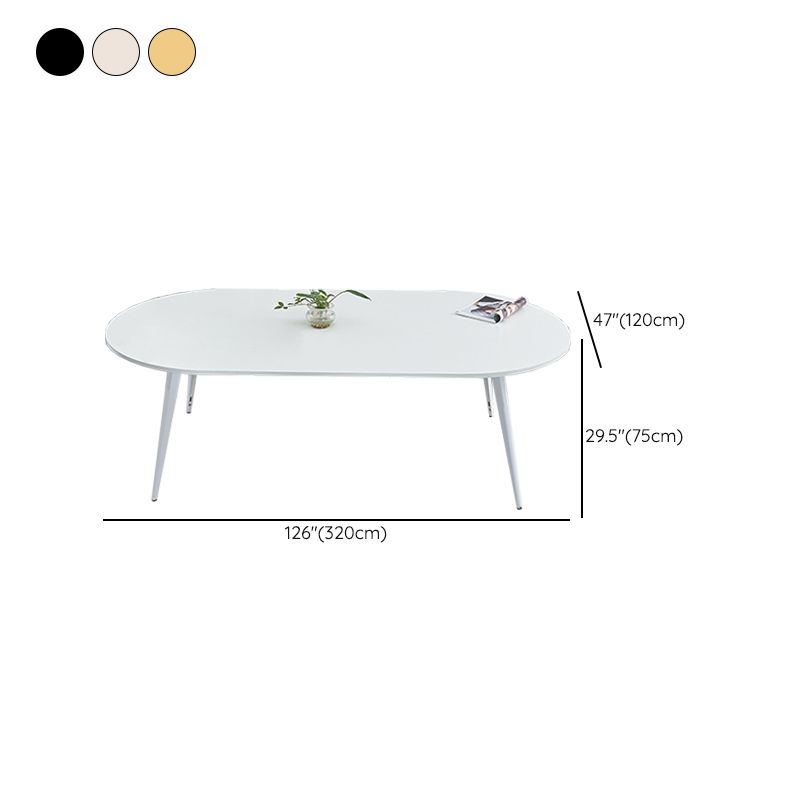 Eigentijdse kantoorbureau ovaal wit hout parsons schrijven bureau