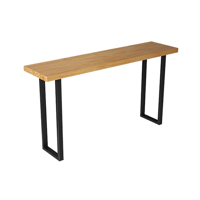 Brown Solid Wood Bar Table Black Legs and Metal Base Bar Table Clearhalo 'Bar Furniture' 'Bar Tables' 'bar_tables' 'furn' 'furn_bar_tables' 'Furniture' 'Kitchen & Dining Furniture' 1200x1200_9f327fdf-a85a-4262-a6d7-3d7bd53ce49a