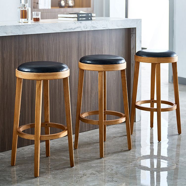 Contemporary Style Bar-stool Round Counter Bar Stool with Wooden Legs for Kitchen Clearhalo 'Bar Furniture' 'Bar Stools' 'bar_stools' 'furn' 'furn_bar_stools' 'Furniture' 'furniture_bar_stools' 'Kitchen & Dining Furniture' 1200x1200_9f32d57e-f523-4b5c-9fe2-734214a456a8