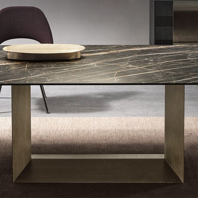 Metal Contemporary Rectangular Dining Table Sintered Stone Table with Trestle Clearhalo ' dining_table' 'Dining Tables & Seating' 'Dining Tables' 'furn' 'furn_dining_table' 'Furniture' 'furniture_dining_table' 'Kitchen & Dining Furniture' 'kitchen&dining_furn' 'kitchen' 'kitchen_dining_table' 1200x1200_9f336697-4b17-48b1-bcdd-e2c9aa8ac7a0