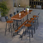 Industrial Trestle Base Bar Height Table Metal and Wood Bar Table for  Dining Room
