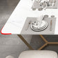 Rectangle Trestle Dining Table Glam Faux Marble Table for Dining Room Kitchen