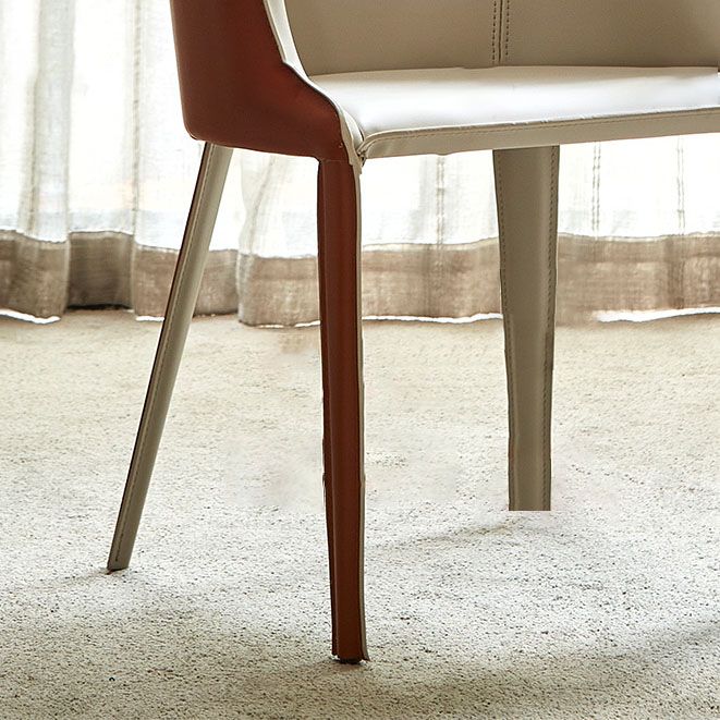 Leather Contemporary Dining Chair Metal Dining Room Solid Back Chair with Arm Clearhalo ' kitchen&dining_furn' 'Dining Chairs' 'Dining Tables & Seating' 'dining_chair' 'furn' 'furn_dining_chair' 'Furniture' 'furniture_dining_chair' 'Kitchen & Dining Furniture' 'kitchen' 1200x1200_9f33d680-306d-41de-bfaa-3ef354cf5d80