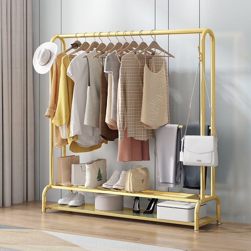 Hall Tree Metal moderne 2 crochets sans cintre de manteau en détresse avec étagères de rangement