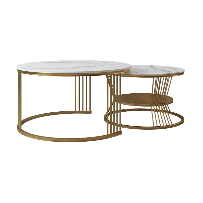 Contemporary Coffee Table Set Round White 2-Piece Coffee Cocktail Table Clearhalo 'Coffee & Accent Tables' 'Coffee Tables' 'coffee_tables' 'furn' 'furn_coffee_tables' 'Furniture' 'Living Room Furniture' 1200x1200_9f35ef5c-844a-488f-95cd-c0f19fd8c0cc