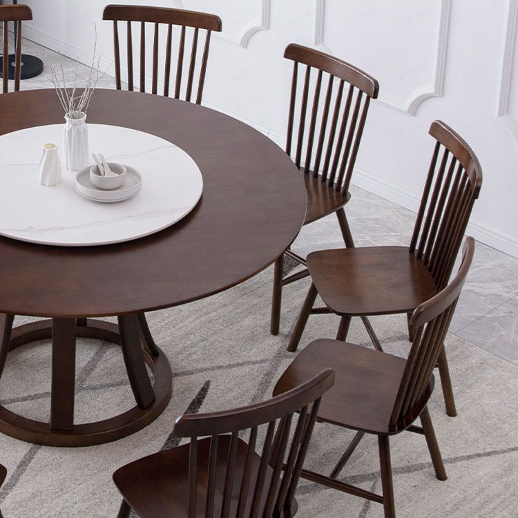 Solid Wood Pedestal Table Convertible Dining Table for Kitchen Clearhalo 'Dining Tables & Seating' 'Dining Tables' 'dining_table' 'furn' 'furn_dining_table' 'Furniture' 'Kitchen & Dining Furniture' 1200x1200_9f3813e4-d420-4059-a0eb-c243980b42e1