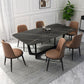 Metal Dinette Set with Padded Chairs 1/2/5/7 Pieces Black Stone Dining Table Set Clearhalo 'Dining Room Sets' 'Dining Tables & Seating' 'dining_room_set' 'furn' 'furn_dining_room_set' 'Furniture' 'Kitchen & Dining Furniture' 1200x1200_9f393acb-d316-4475-b2e1-0bb6dc09979a