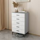 White Wooden Accent Cabinet with Door Modern Chest with 5 Drawers