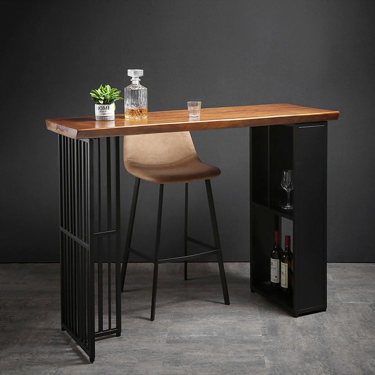 Indoor Glam Pub Set Natural 1/2/3 Pieces Wood and Metal Pub Table Set with Storage Clearhalo 'Bar Furniture' 'furn' 'furn_home_bar_bar_sets' 'Furniture' 'Home Bars & Bar Sets' 'home_bar_bar_sets' 'Kitchen & Dining Furniture' 1200x1200_9f39b286-9f74-42fe-a7bf-a54cb9aef3e9