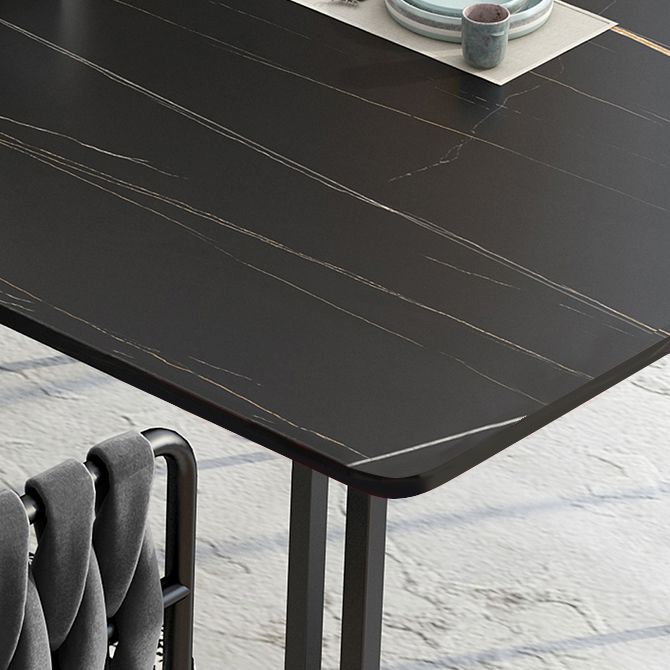 Contemporary Rectangle Dining Table Sintered Stone Dining Table with Black Double Pedestal Clearhalo ' dining_table' 'Dining Tables & Seating' 'Dining Tables' 'furn' 'furn_dining_table' 'Furniture' 'furniture_dining_table' 'Kitchen & Dining Furniture' 'kitchen&dining_furn' 'kitchen' 'kitchen_dining_table' 1200x1200_9f3a8364-fe2b-41e2-aca2-446a93ca9066