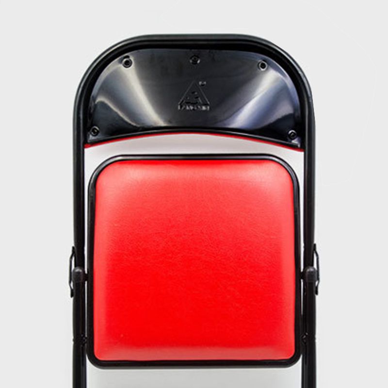 Zeitgenössischer Black Metal -Rahmenstuhl Armless Faux Leder Conference Stuhl