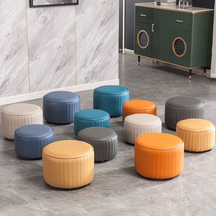 Leather Standard Stool Modern Style Simple Household Round Footstool Clearhalo 'furn' 'furn_ottomans_poufs' 'Furniture' 'Living Room Furniture' 'Ottomans & Poufs' 'ottomans_poufs' 1200x1200_9f3dfddd-ee11-494f-bd38-ec45d3f058d9