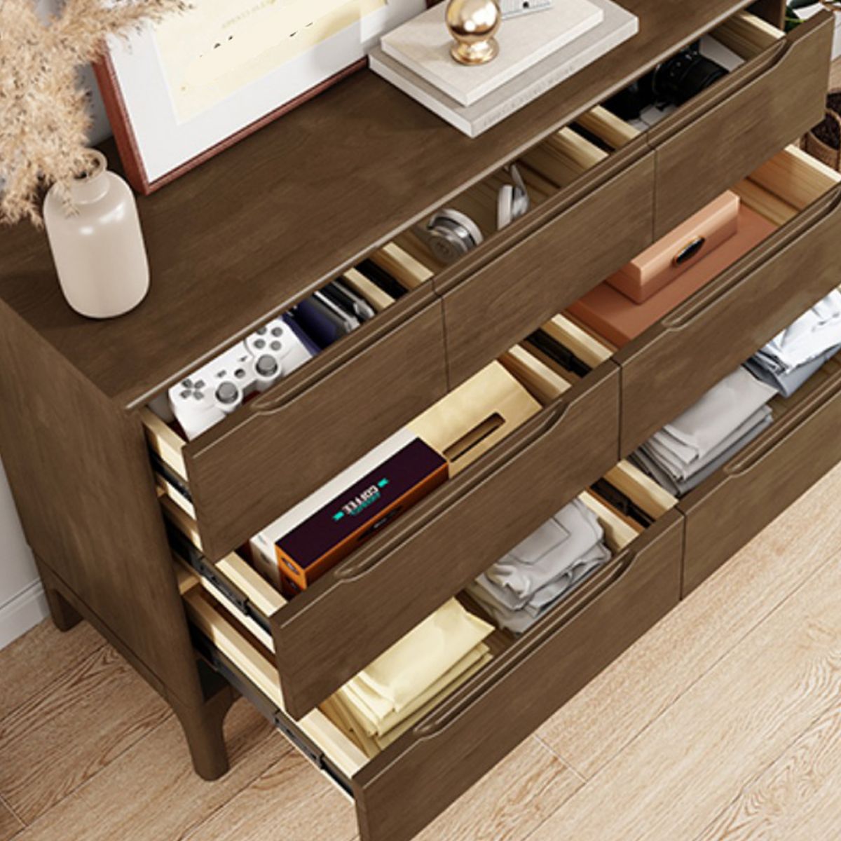 Espresso Solid Wood Accent Chest Mid-Century Modern Storage Cabinet with Drawers Clearhalo 'Cabinets & Chests' 'cabinets_chests' 'furn' 'furn_cabinets_chests' 'Furniture' 'Living Room Furniture' 1200x1200_9f3e36a8-207d-4a03-9458-f042fab53142