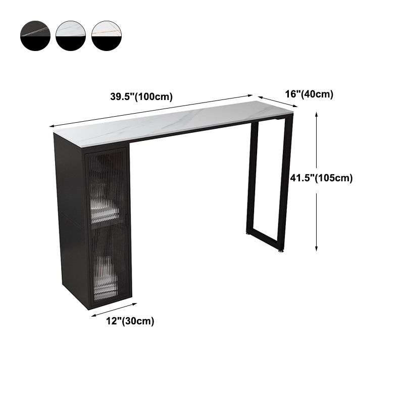 Industrial Style Bar Table Stone Top 42-inch Height Pub Table with Glass Door Clearhalo 'Bar Furniture' 'Bar Tables' 'bar_tables' 'furn' 'furn_bar_tables' 'Furniture' 'furniture_bar_tables' 'Kitchen & Dining Furniture' 1200x1200_9f404a98-75ab-4084-b2ed-233e9ef8adca