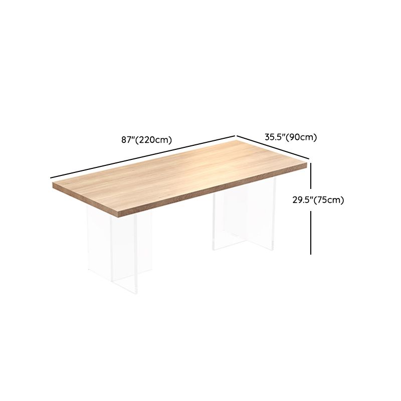 Modern Solid Wood Tabletop Dining Table for Small Space Acrylic Base Clearhalo 'Dining Tables & Seating' 'Dining Tables' 'dining_table' 'furn' 'furn_dining_table' 'Furniture' 'Kitchen & Dining Furniture' 1200x1200_9f40e451-2cd4-4de3-9854-bc2c06411c63