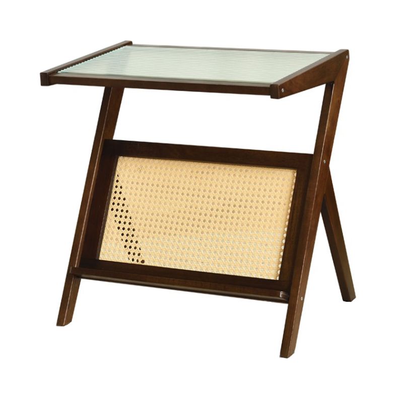 Tavolino laterale di accento rettangolare modernistico e laterale in legno e vetro