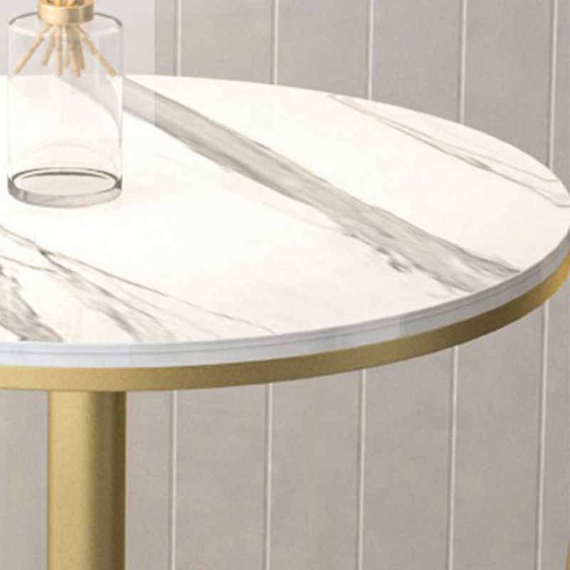 Stone Bar Dining Table Glam Round Bar Table with Pedestal for Milk Tea Shop
