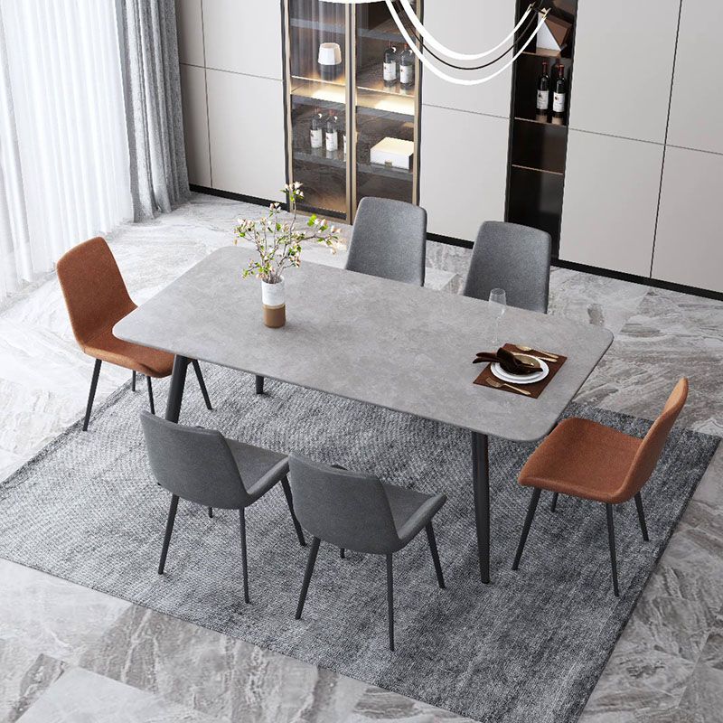 Black Metal Frame Industrial Rectangle Dining Table Sintered Stone Table for Home Clearhalo 'Dining Tables & Seating' 'Dining Tables' 'dining_table' 'furn' 'furn_dining_table' 'Furniture' 'Kitchen & Dining Furniture' 1200x1200_9f457a41-7e53-4cd5-ad81-5e830cc353a6