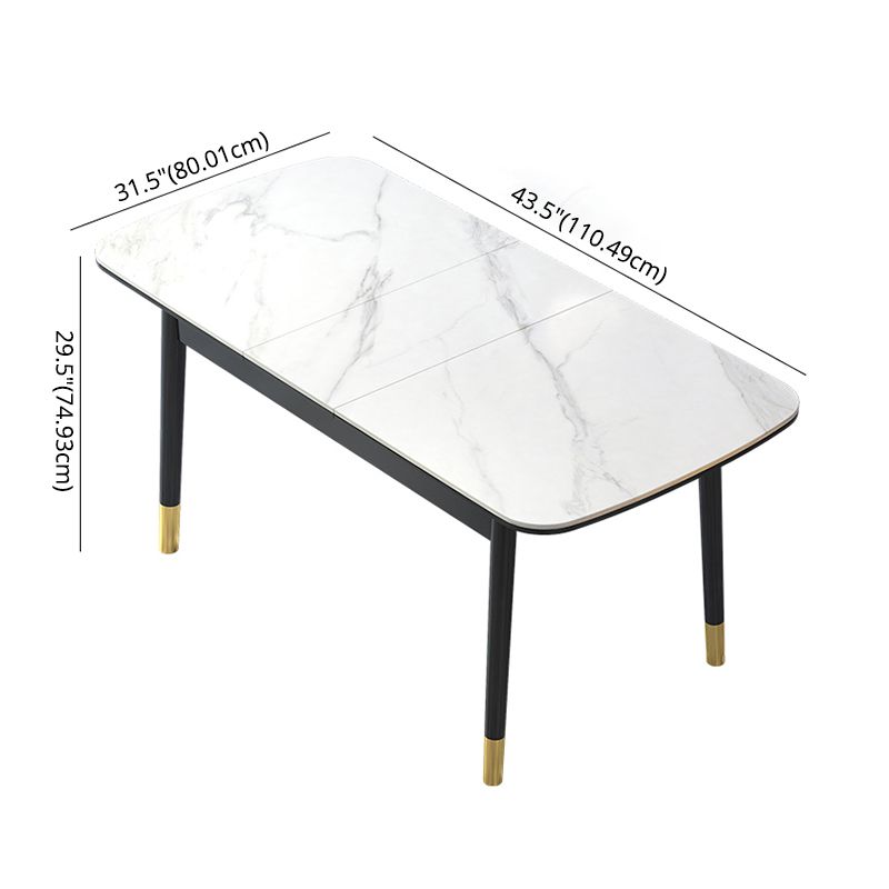 Contemporary Sintered Stone Top Extendable Dining Set Rectangle Kitchen Dining Set with 4 Legs Table Clearhalo 'Dining Room Sets' 'Dining Tables & Seating' 'dining_room_set' 'furn' 'furn_dining_room_set' 'Furniture' 'furniture_dining_room_set' 'Kitchen & Dining Furniture' 'kitchen&dining_furn' 'kitchen' 1200x1200_9f465bee-7e11-406a-8b94-2335c6464d9a