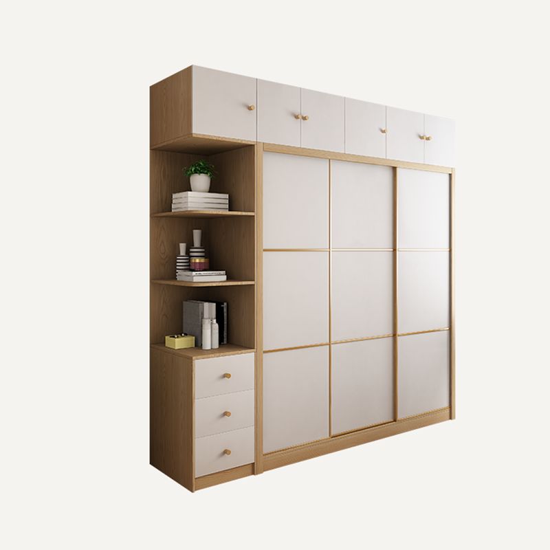 Armoire de couleur finale naturelle Closet de garde-robe en bois contemporain avec tiroir
