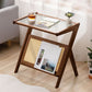 Rectangular Glass Top Side Table Natural/Brown 22.04" Tall End Table