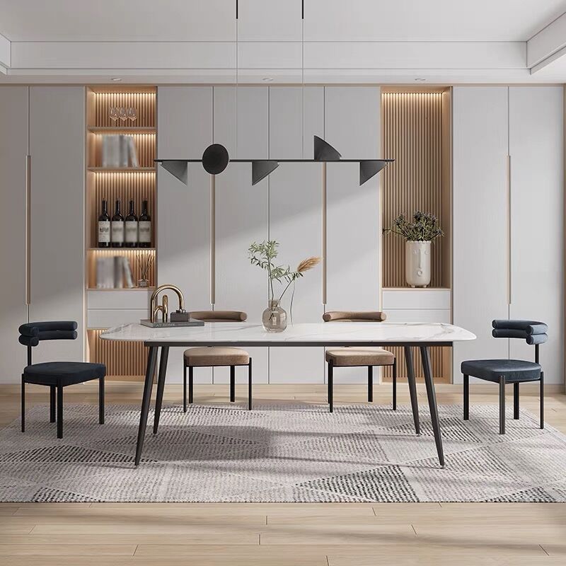 Modern Sintered Stone Dining Table Set 1/2/5 Pieces Dining Set for Home Use Clearhalo 'Dining Room Sets' 'Dining Tables & Seating' 'dining_room_set' 'furn' 'furn_dining_room_set' 'Furniture' 'furniture_dining_room_set' 'Kitchen & Dining Furniture' 1200x1200_9f4b227f-708f-4b70-9338-7f983f1a0005