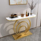Marble Half Moon Console Table with Iron Pedestal Base Accent Table