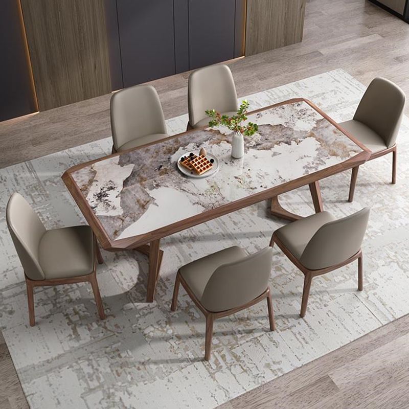 Designer Style 1/4/5/7 Pieces Dining Set Sintered Stone Dining Table with Leather Chairs Clearhalo 'Dining Room Sets' 'Dining Tables & Seating' 'dining_room_set' 'furn' 'furn_dining_room_set' 'Furniture' 'furniture_dining_room_set' 'Kitchen & Dining Furniture' 1200x1200_9f4cae81-ec2c-4405-9225-d93b89509cb1