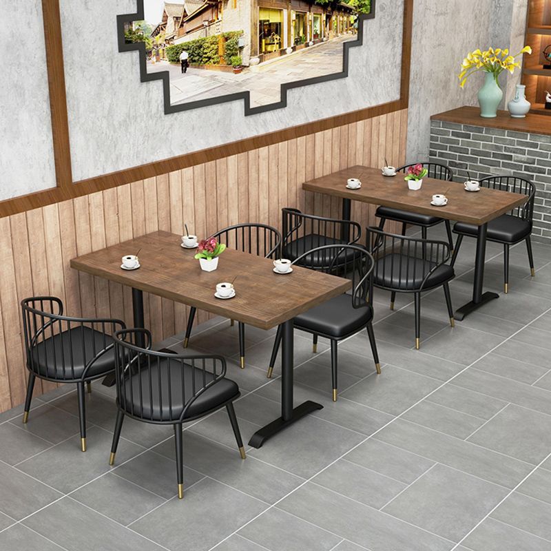 Solid Wood Dining Table Industrial Square Dining Table with Metal Base Clearhalo 'Dining Tables & Seating' 'Dining Tables' 'dining_table' 'furn' 'furn_dining_table' 'Furniture' 'furniture_dining_table' 'Kitchen & Dining Furniture' 'kitchen' 'kitchen_dining_table' 1200x1200_9f4d255b-f415-4cb5-ae22-bc3250f8015a